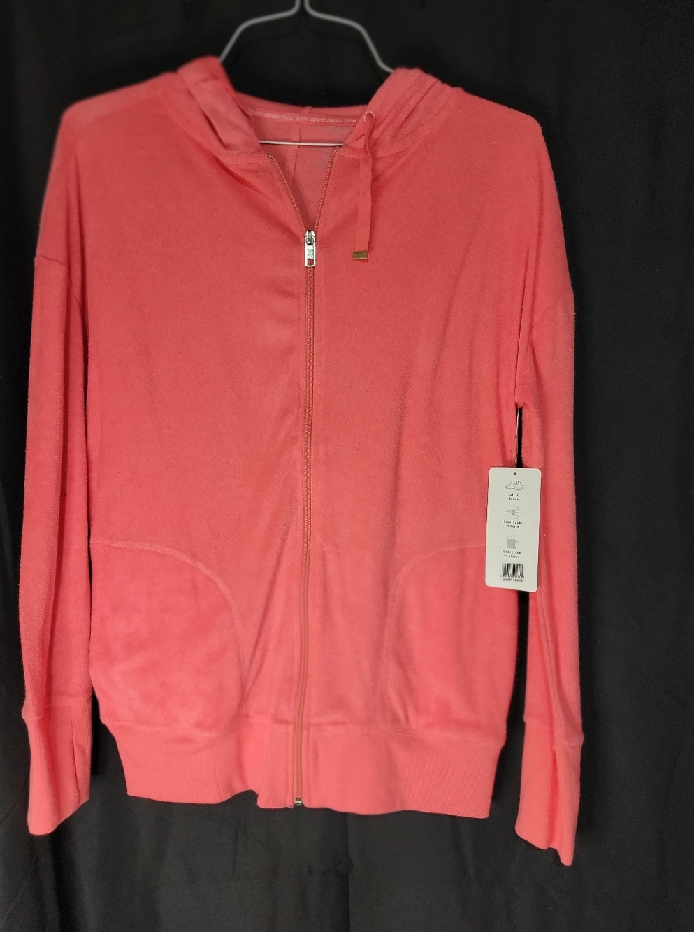 Jones New York Coral Pink Zip-Up Hoodie